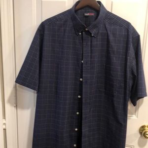 Roundtree & Yorke, TravelSmart Navy Blue Stripe Short Sleeve Shirt 2XT EUC